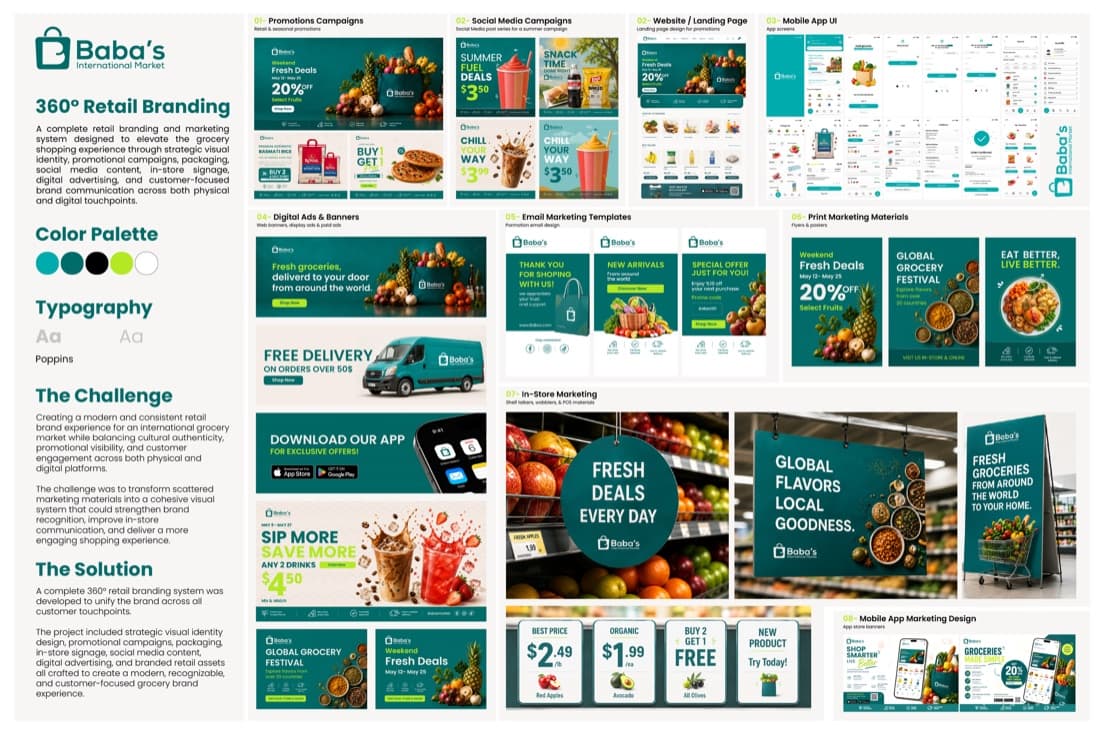 Omar Helal social media campaigns portfolio project thumbnail - Baba's Retail Marketing Design System